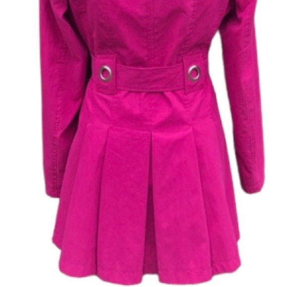 Princess Style Trench Coat Belt Double Breasted Pleated Hot Pink Size Large - Picture 6 of 16